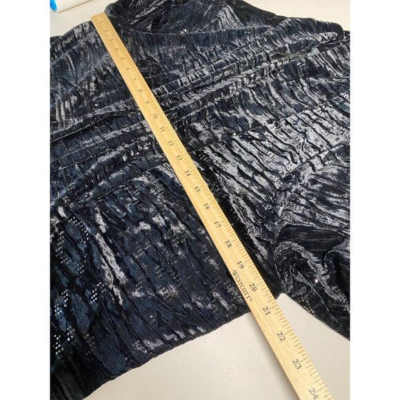 Frank Lyman Black Velvet Sequined Cardigan Size 14 Glitter Event Whimsigoth Goth - Picture 6 of 14